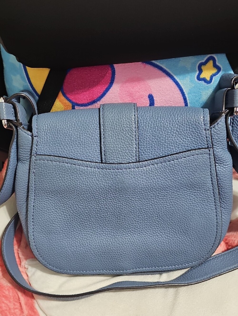 Michael Kors Powder Blue Pebbled Leather Crossbody with Buckle - Picture 3 of 7
